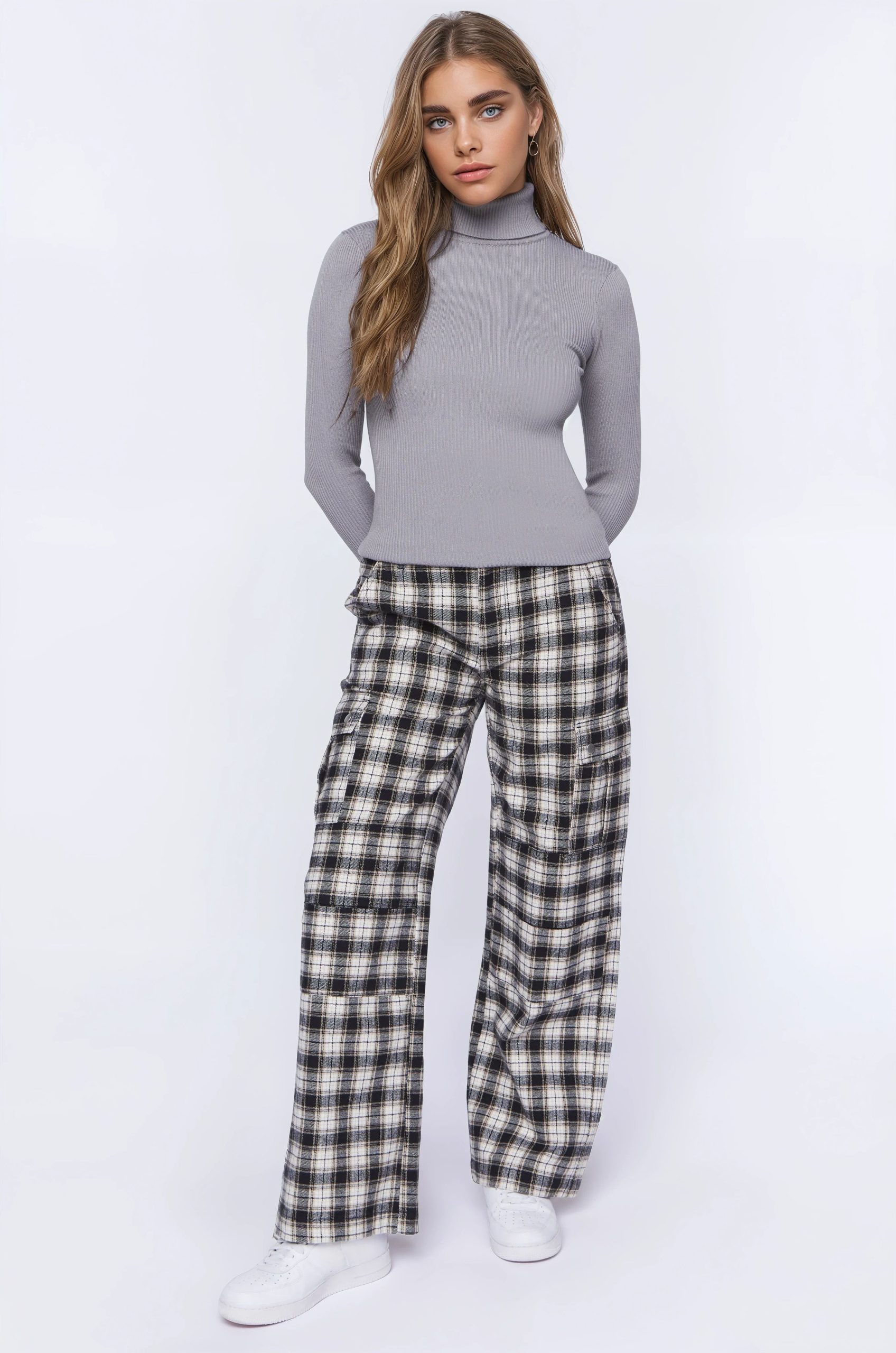 Ribbed Turtleneck Sweater-Knit Top - Image 2