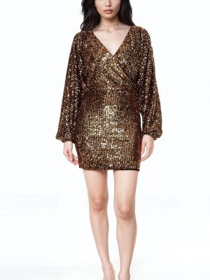Sequin Surplice Mini Dress