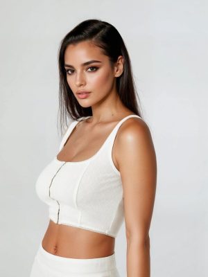 Hook-and-Eye Cropped Tank Top