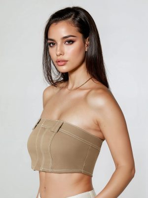 Super Cropped Button-Front Tube Top