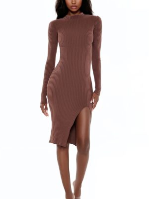 Ribbed Knit Midi Sweater Dress