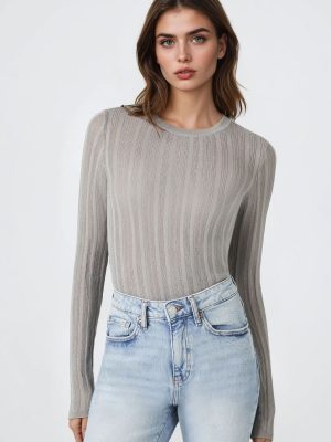 Fitted Ribbed Knit Sweater