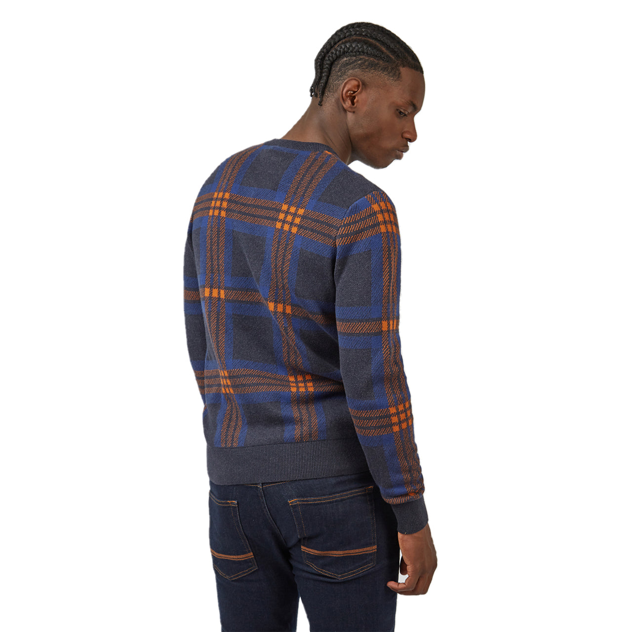 Jacquard Check Crew Neck Sweater - Image 3