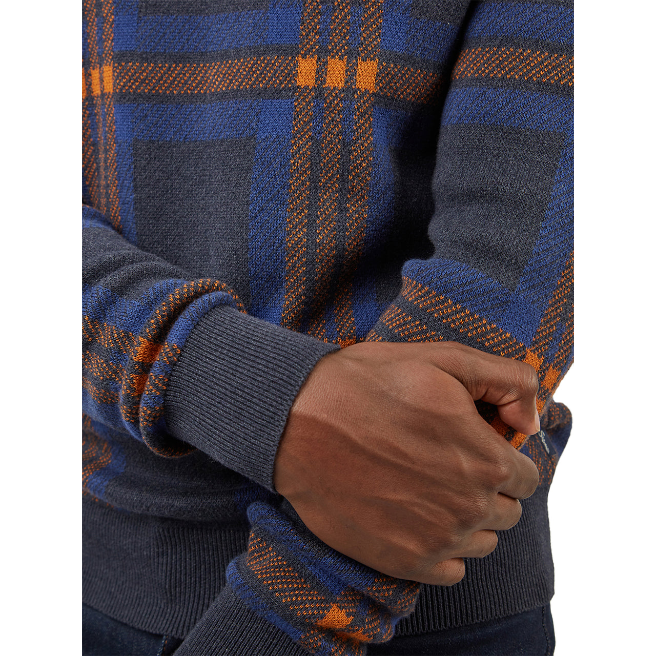 Jacquard Check Crew Neck Sweater - Image 4
