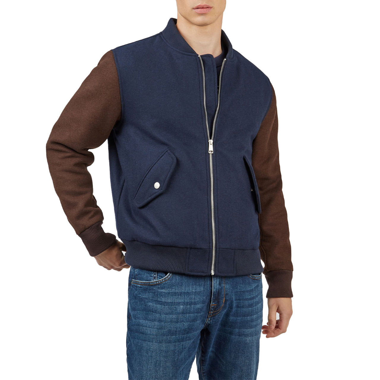 Color Block Wool Bomber - Image 2