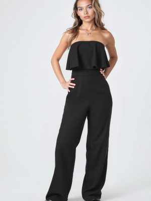 Flounce Wide-Leg Tube Jumpsuit