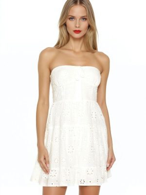 Strapless Eyelet Bustier Mini Dress