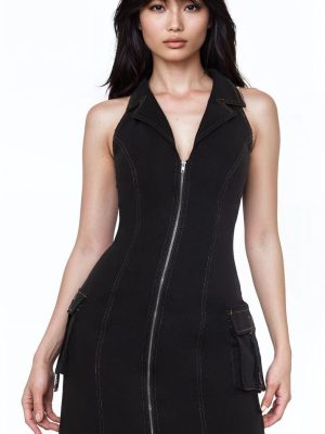 Denim Halter Mini Dress