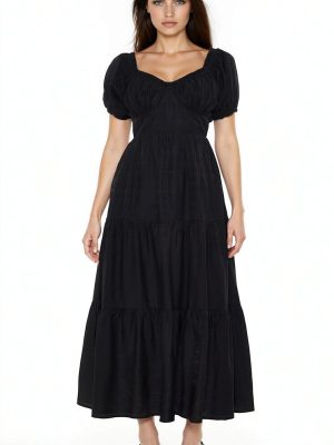 Tiered Puff-Sleeve Maxi Dress
