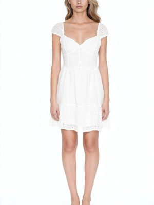 Eyelet Bustier Flounce Mini Dress