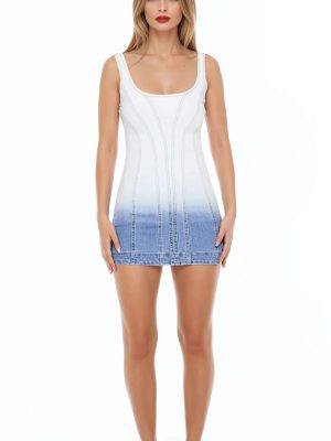 Gradient Denim Tank Mini Dress