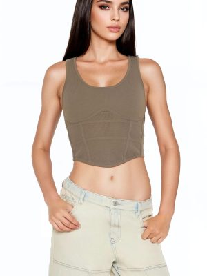 Sweater-Knit Corset Tank Top