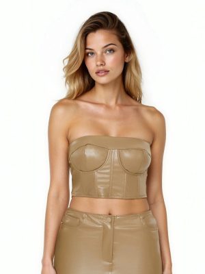 Faux Leather Tube Crop Top
