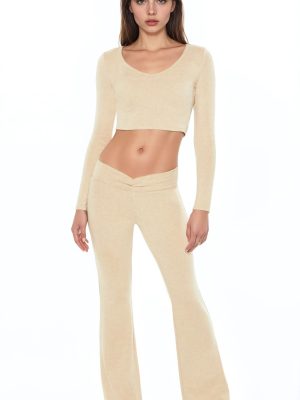 Mid-Rise V-Cut Flare Pants