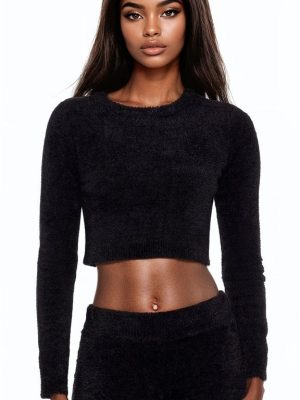 Fuzzy Knit Cropped Sweater