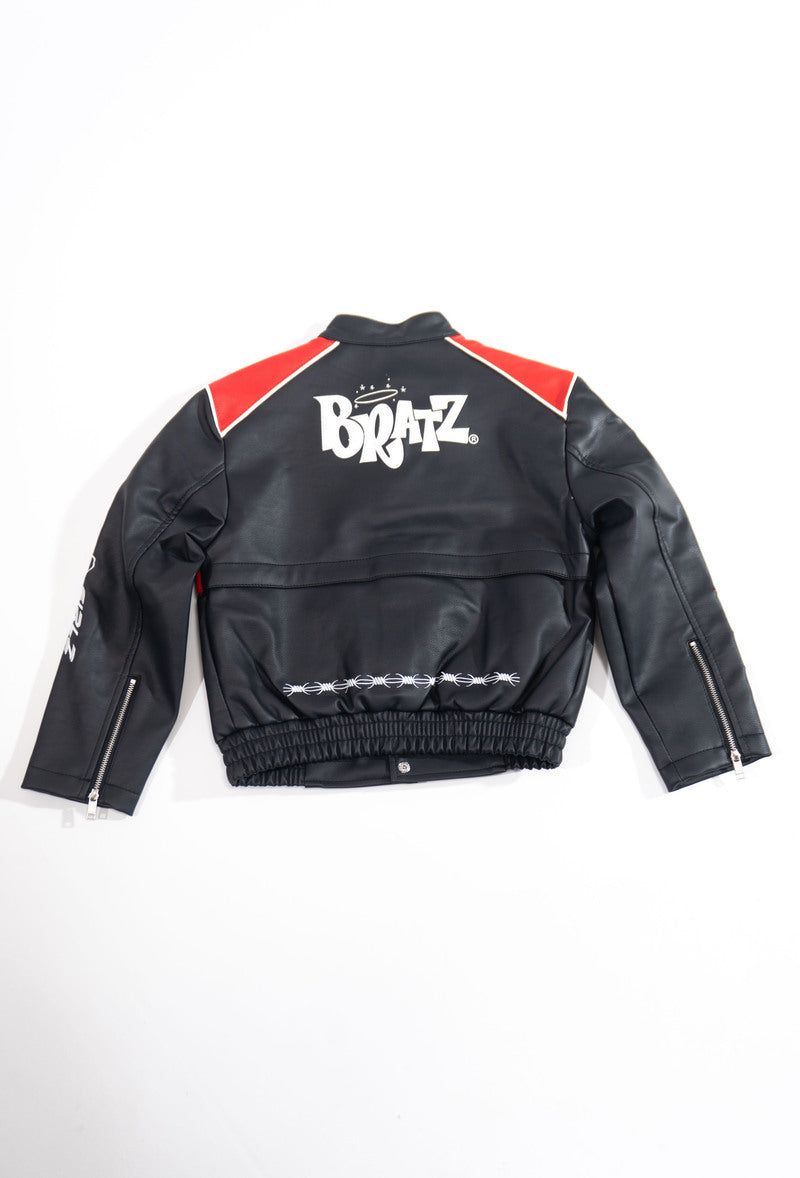 Kids Faux Leather Bratz Moto Bomber Jacket - Image 2