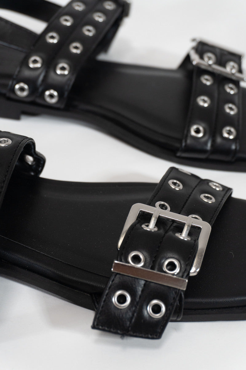 Grommet Strap Leather Sandals - Image 2