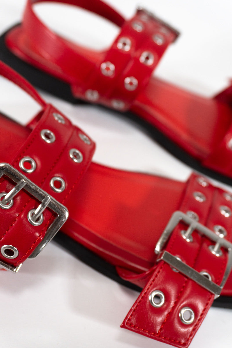 Grommet Strap Leather Sandals - Image 4