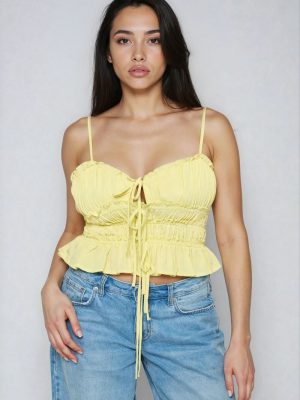 Smocked Poplin Peplum Cami Top