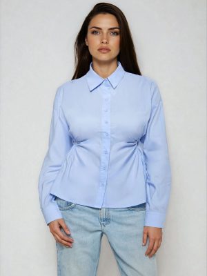 Cinched Cutout Button-Up Shirt