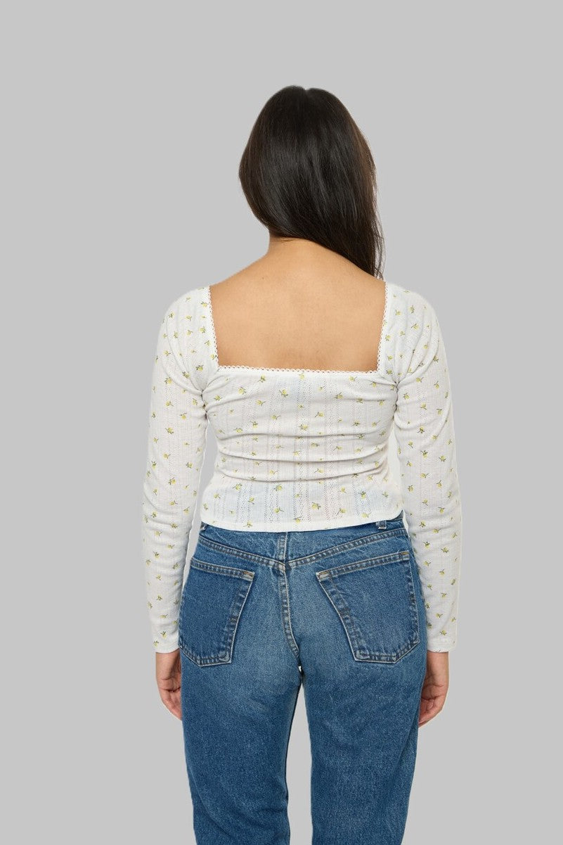 Floral Pointelle Long-Sleeve Top - Image 2