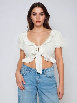 Ruffled Lace Crop Top
