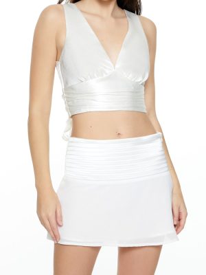 Satin Tie-Back Bow Crop Top