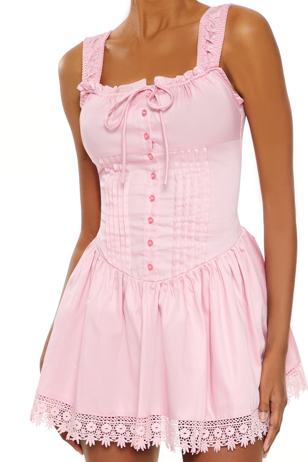 Crochet Lace-Trim Mini Dress - Image 5