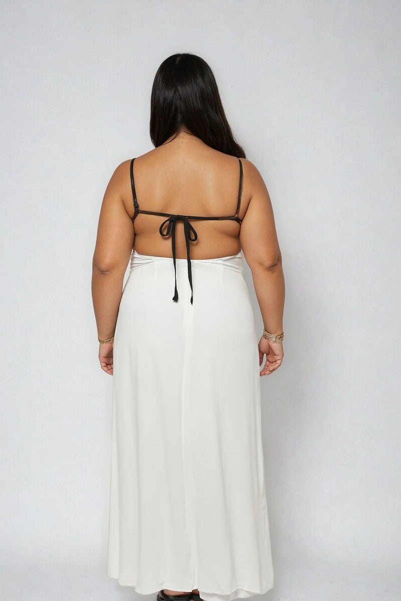 Plus Size Contrast-Trim Satin Cami Maxi Dress - Image 2
