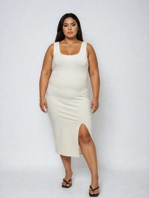 Plus Size Ponte Knit Bodycon Midi Dress