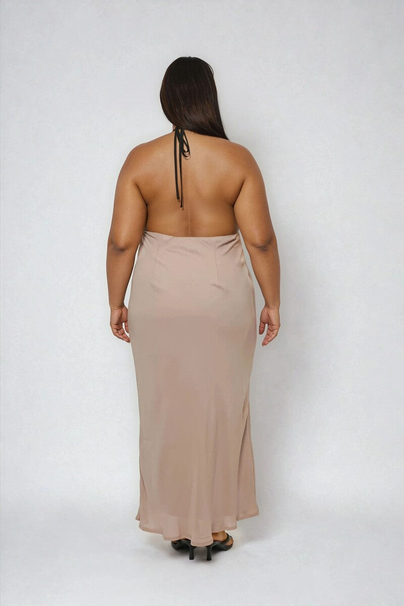 Plus Size Chiffon Halter Slip Maxi Dress - Image 2