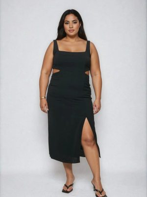 Plus Size Cutout Bodycon Midi Dress