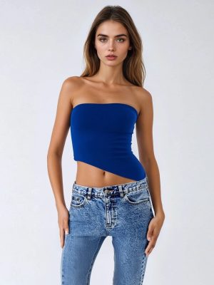 Asymmetrical-Hem Cropped Tube Top