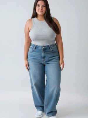 Plus Size Wide-Leg Denim Jeans