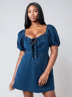 Plus Size Denim Mini Dress