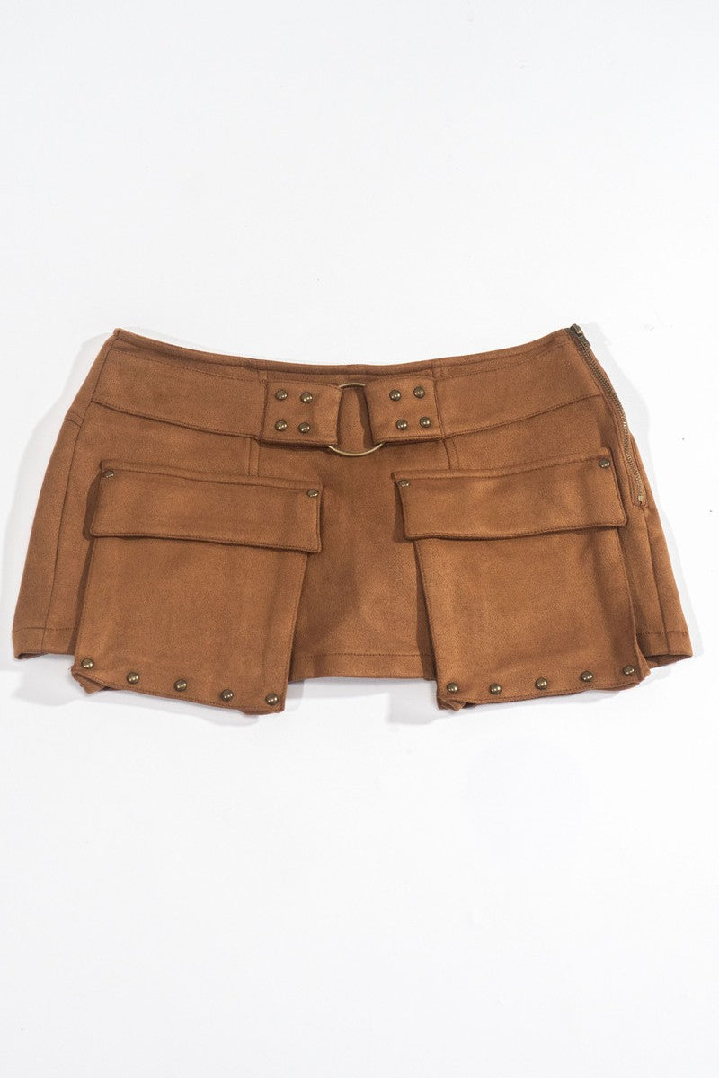 Faux Suede Studded Skort - Image 2