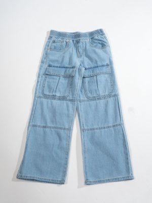 Kids Wide-Leg Utility Denim Pants