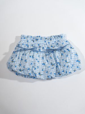 Girls Tiered Gingham & Floral Skirt