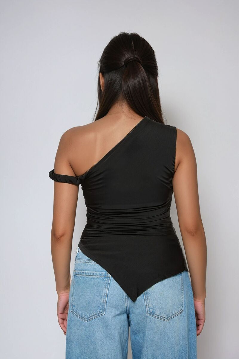 Asymmetrical One-Shoulder Ruched Top - Image 4