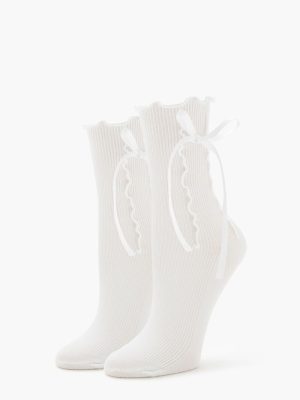 Bow Lettuce-Edge Crew Socks