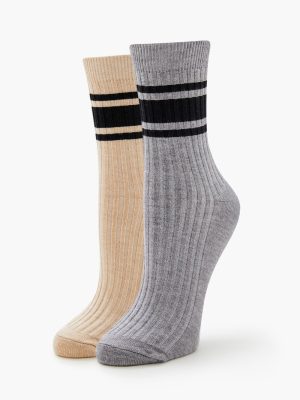 Varsity-Striped Crew Socks Set - 2 pack