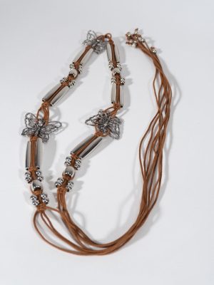 Braided Leather Butterfly Charm Belt