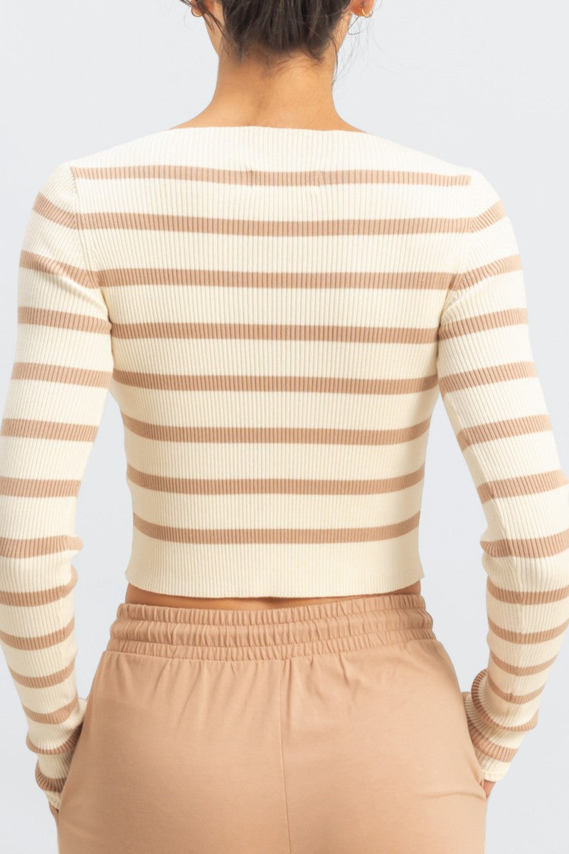 Striped Boatneck Cropped Sweater - Image 7