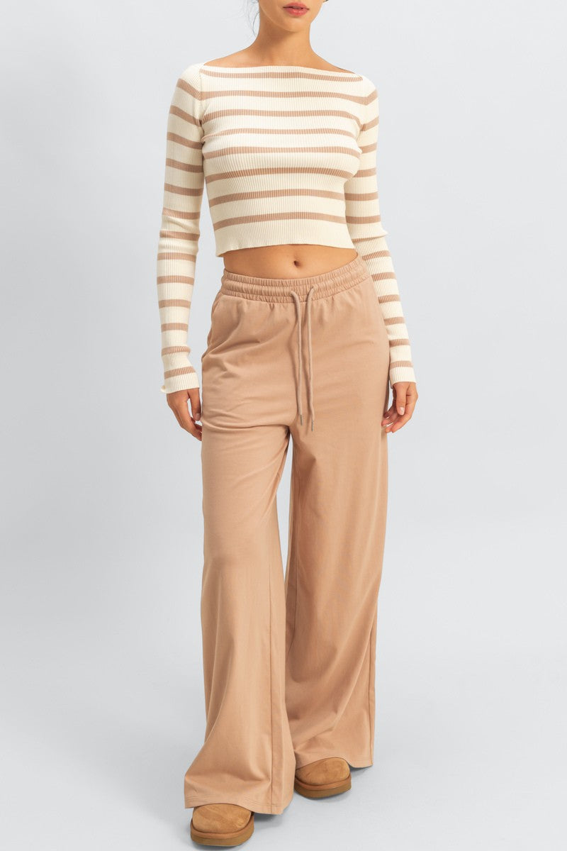 Striped Boatneck Cropped Sweater - Image 6