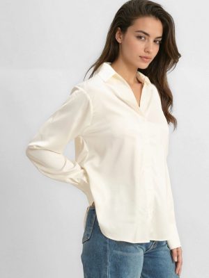 Satin Button-Front Shirt