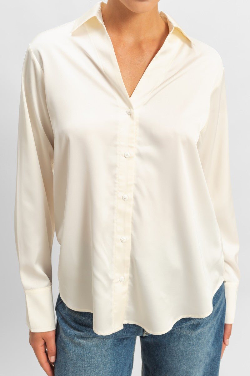 Satin Button-Front Shirt - Image 4