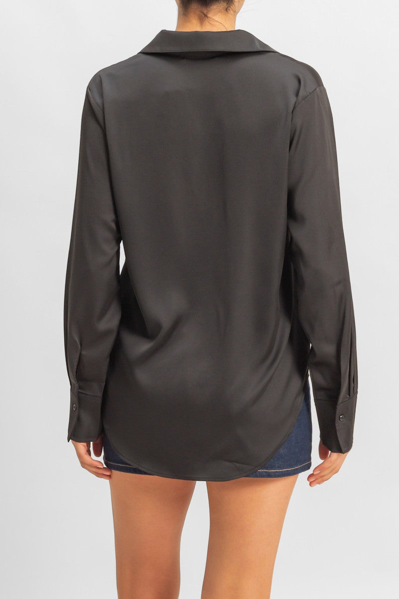 Satin Button-Front Shirt - Image 7