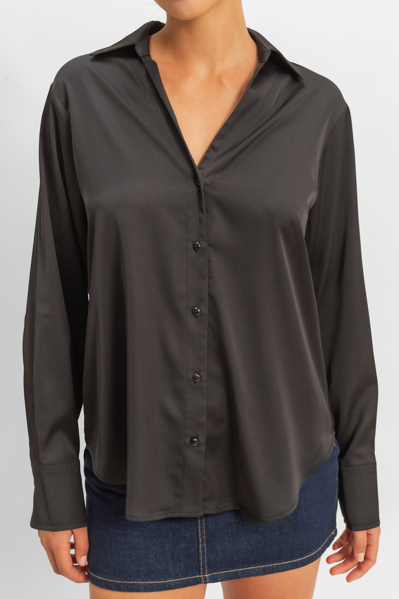 Satin Button-Front Shirt - Image 8