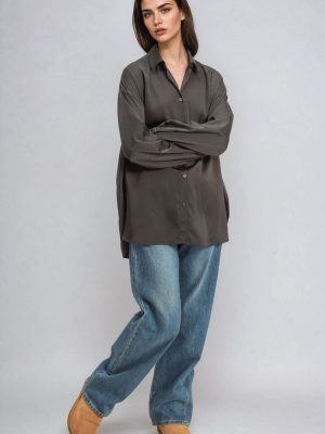 Oversized Satin Button-Up Shirt