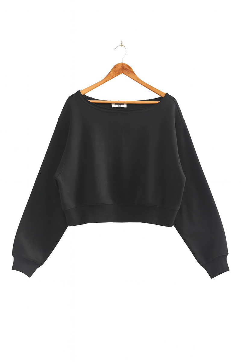 Off-The-Shoulder Cropped Fleece Pullover - Image 9